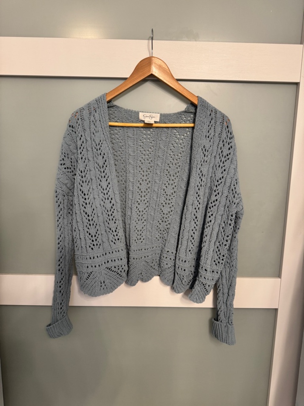Jessica Simpson Light Blue Open Knit Boxy Cardigan